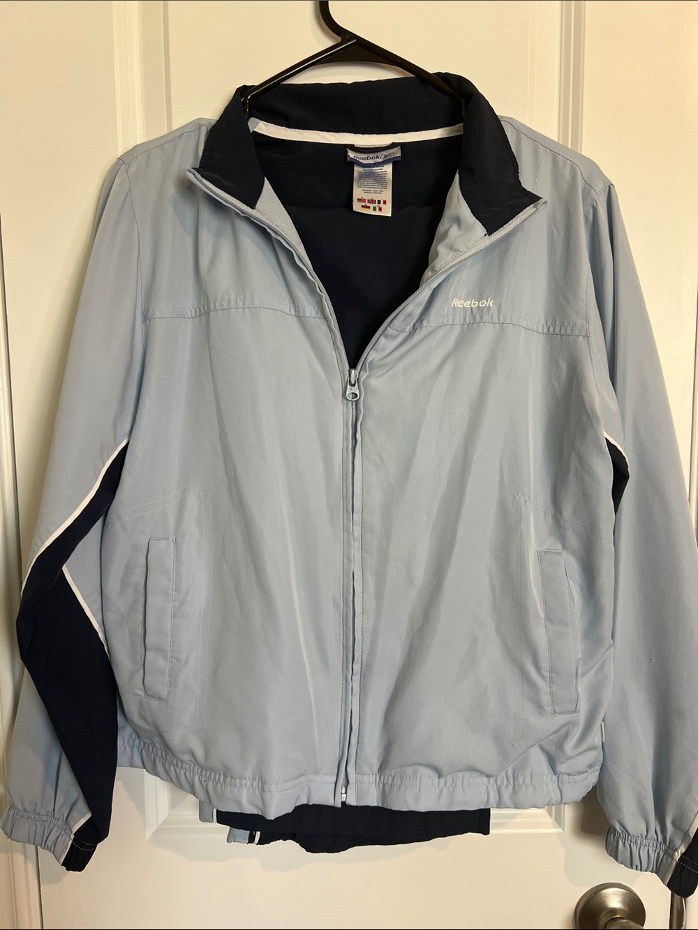 Reebok Light Blue and Navy Contrast Women's Windbreaker